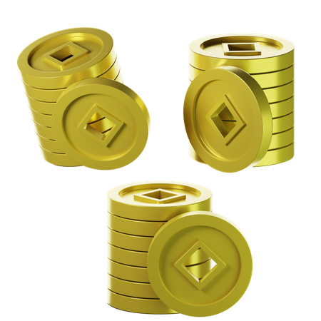 Chinese stacked coins  3D Icon