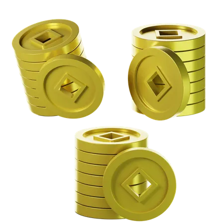 Chinese stacked coins  3D Icon