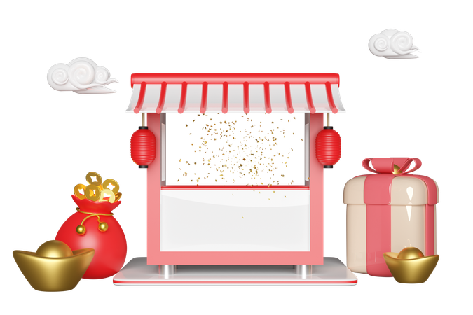 Chinese Style Booth Shop  3D Icon