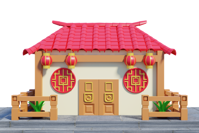 Chinese Temple 3D Illustration