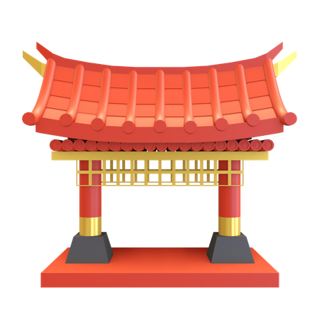 Chinese temple gate  3D Icon