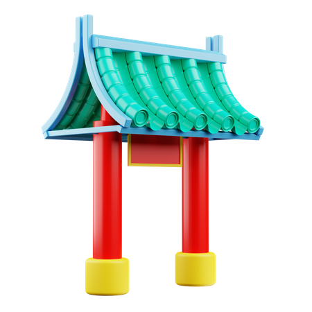 Chinese Temple Gate  3D Illustration