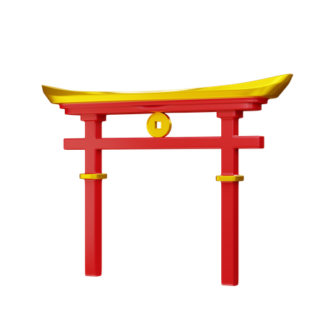 Chinese temple gate  3D Illustration