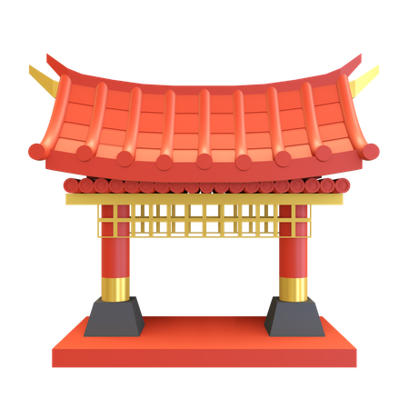 Chinese temple gate  3D Illustration