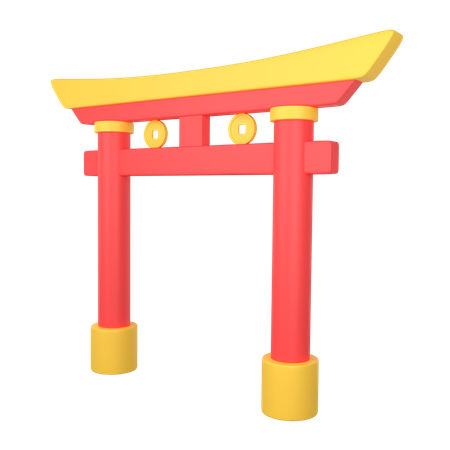 Chinese Temple Gate  3D Illustration