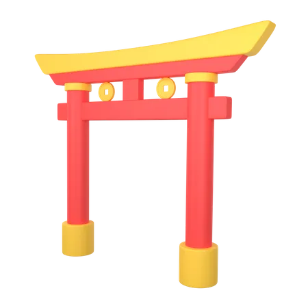 Chinese Temple Gate  3D Illustration