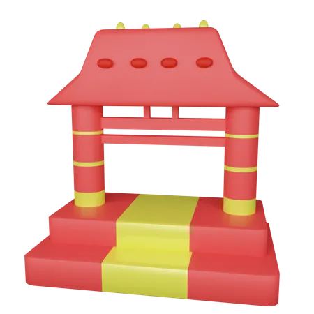 Red Chinese Temple Gate 3D Illustration
