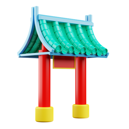 Chinese Temple Gate 3D Illustration