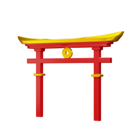 Chinese temple gate 3D Illustration