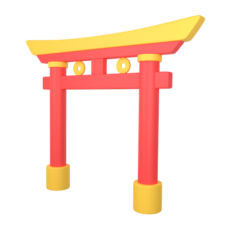 Chinese Temple Gate 3D Illustration