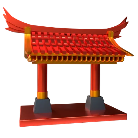 Chinese New Year Icon Temple Gate 3 D Render 3D Icon