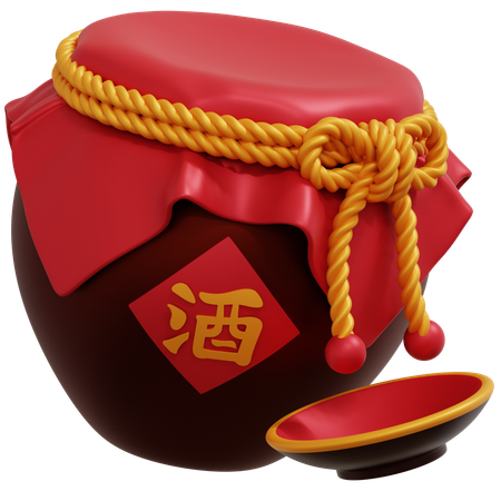 中国のワイン瓶  3D Icon