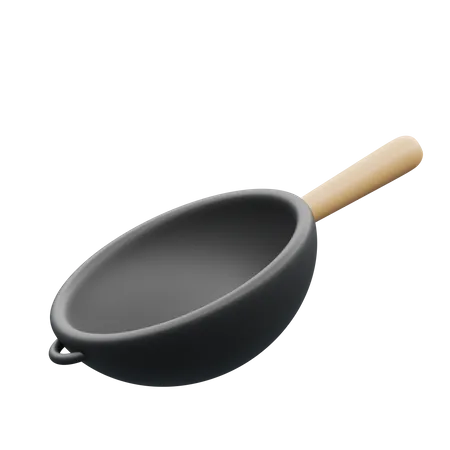 3 D Object Rendering Of Chinese Wok Icon Isolated Cooking 3D Illustration