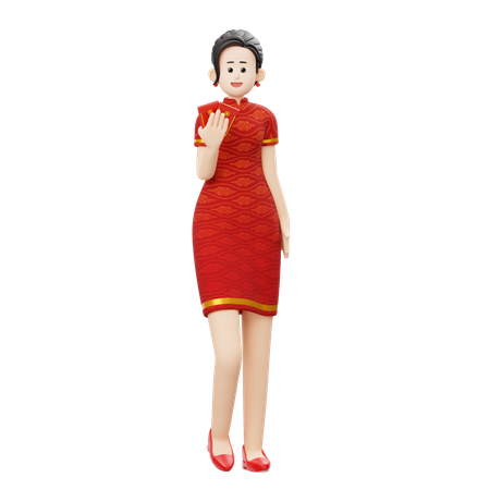 Chinese Woman Is Holding Angpao  3D Illustration