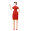 Chinese Woman Is Waving Hand