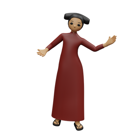 Chinese woman showing something  3D Illustration