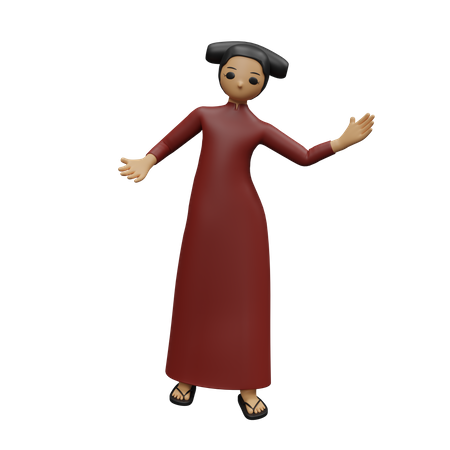 Chinese woman showing something 3D Illustration
