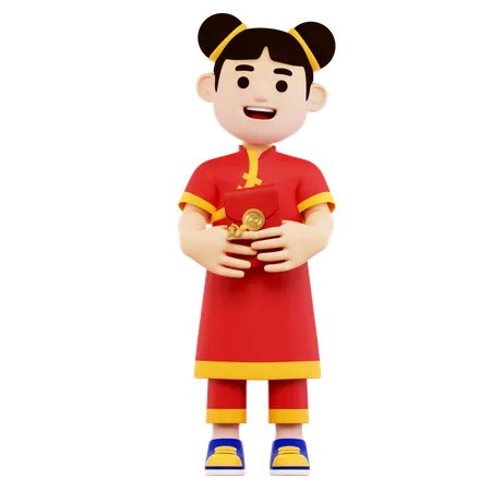 Chinese Woman with Angpao  3D Illustration