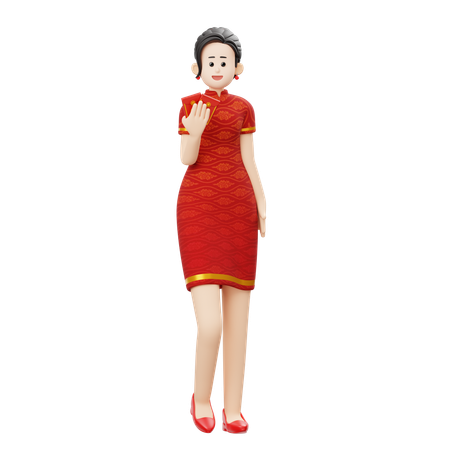 Chinesin hält Angpao  3D Illustration