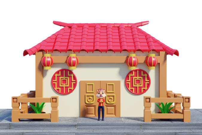 Chinesisches Zuhause  3D Illustration