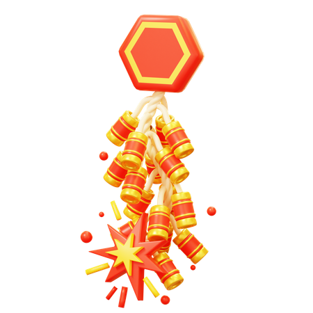 Chinesische brennende Feuerwerkskörper  3D Icon