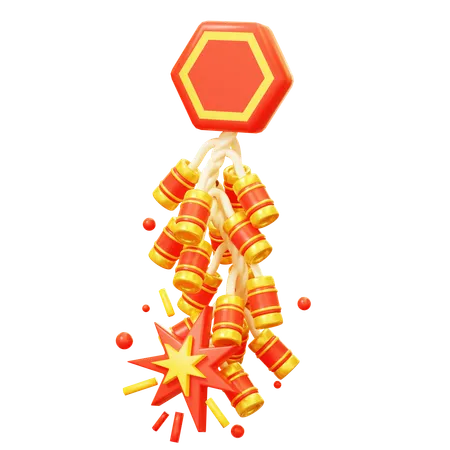 Chinesische brennende Feuerwerkskörper  3D Icon