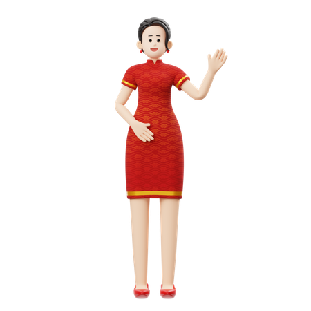 Chinesische Frau grüßt  3D Illustration