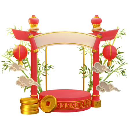 Chinesische Podiumsdekoration  3D Illustration