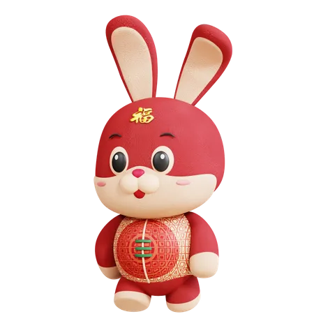 Chinesische Kaninchen-Gehpose  3D Illustration