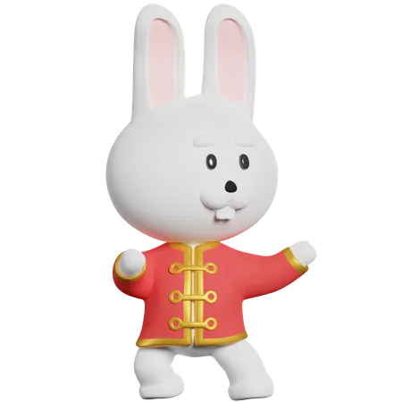 Chinesisches Kaninchen-Kung-Fu  3D Illustration