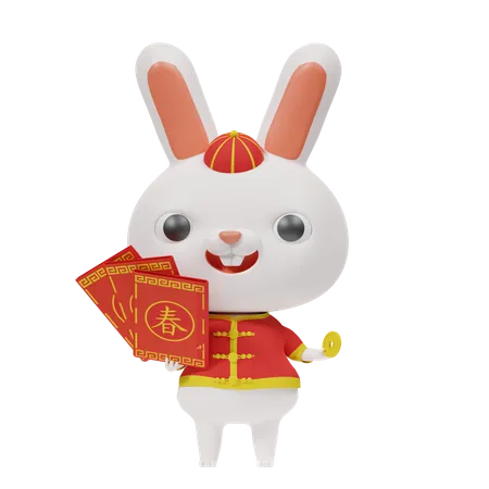 Chinesisches Kaninchen und Umschlag  3D Icon
