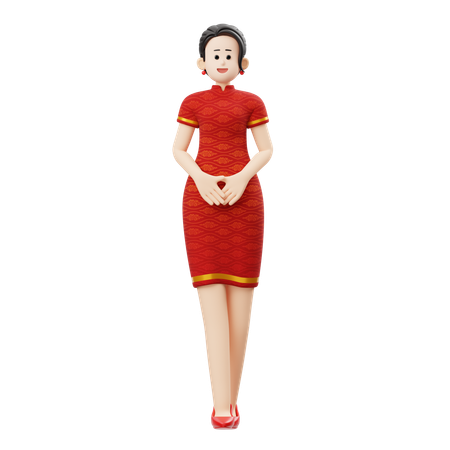 Chinesisches Neujahrsfest, Frau  3D Illustration