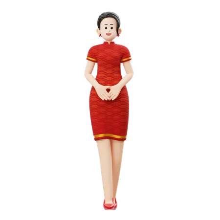 Chinesisches Neujahrsfest, Frau  3D Illustration