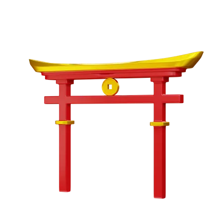 Chinesisches tempeltor  3D Illustration