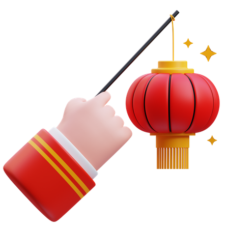 Main chinoise tenant une lanterne chinoise  3D Icon