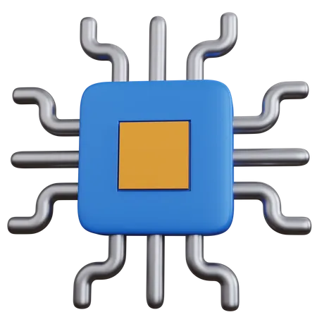 Chip Azul De Renderizado 3 D Aislado 3D Icon