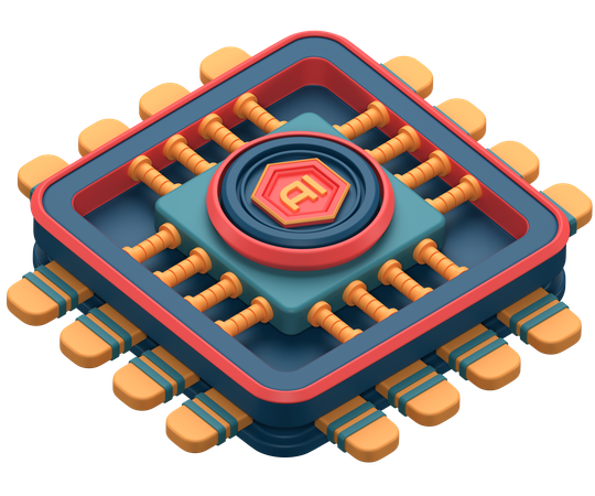 Chip de IA  3D Icon