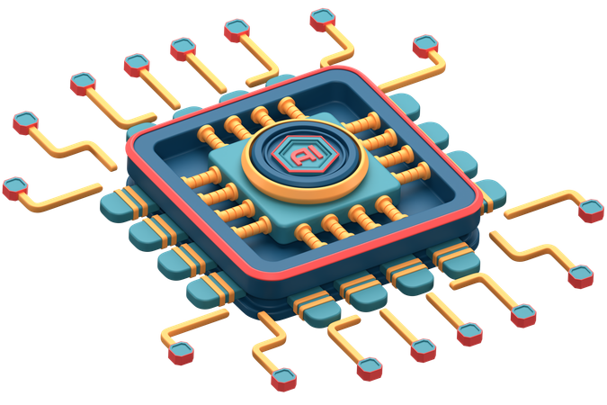 Chip de IA  3D Icon