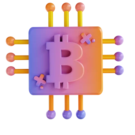 Chip de bitcoin  3D Illustration