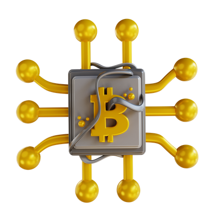 Chip de bitcoin  3D Illustration