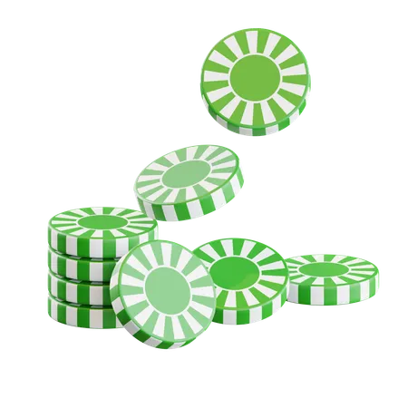 Ficha de casino verde  3D Icon