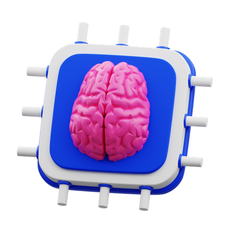 Chip cerebral de inteligencia artificial  3D Icon