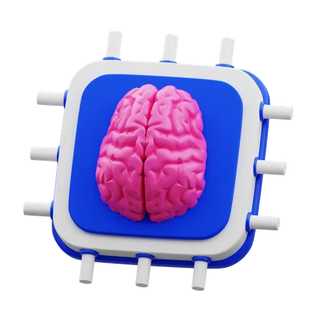 Chip cerebral de inteligência artificial  3D Icon