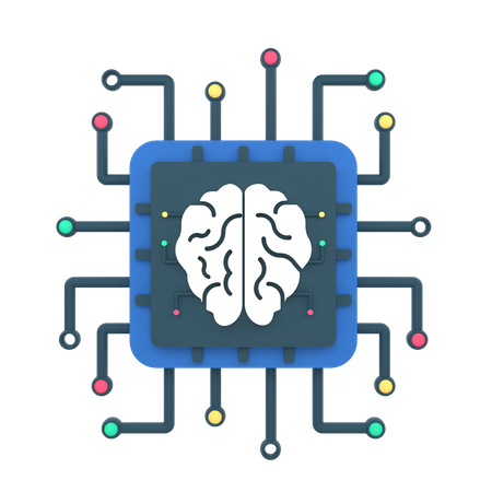 Chip cerebral de inteligencia artificial  3D Icon