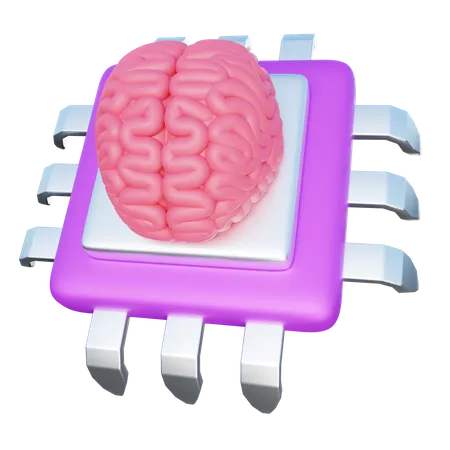 Chip cerebral de inteligência artificial  3D Icon