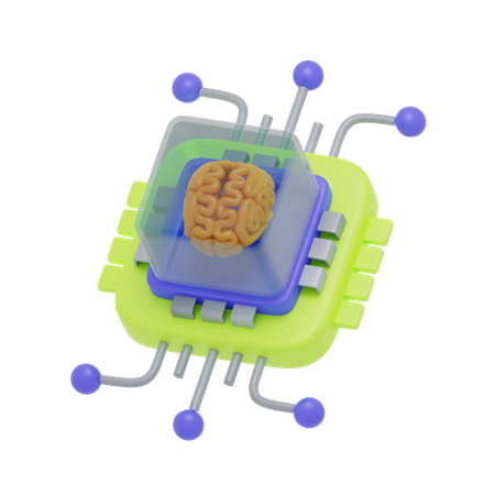 Chip cerebral robótico  3D Icon