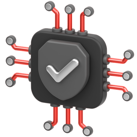 Chip com escudo  3D Icon