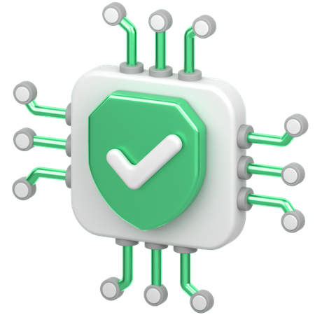 Chip com escudo  3D Icon