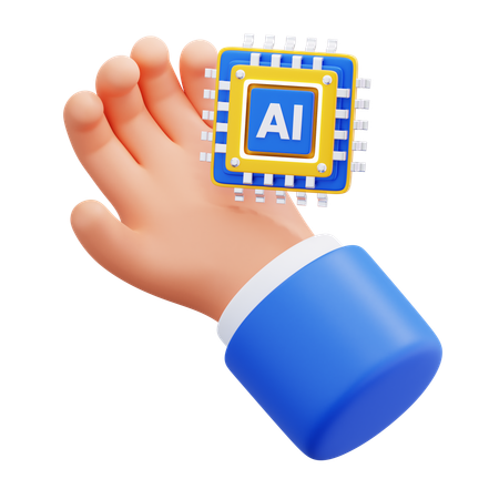Chip de inteligencia artificial en la mano  3D Icon