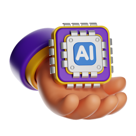 Chip de inteligencia artificial en la mano  3D Icon